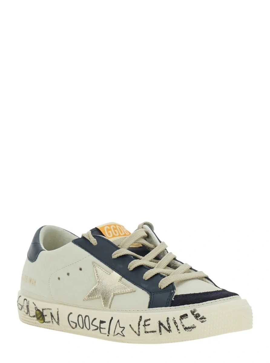 Sneakers GOLDEN GOOSE KIDS albi din piele 'May' - Img 2