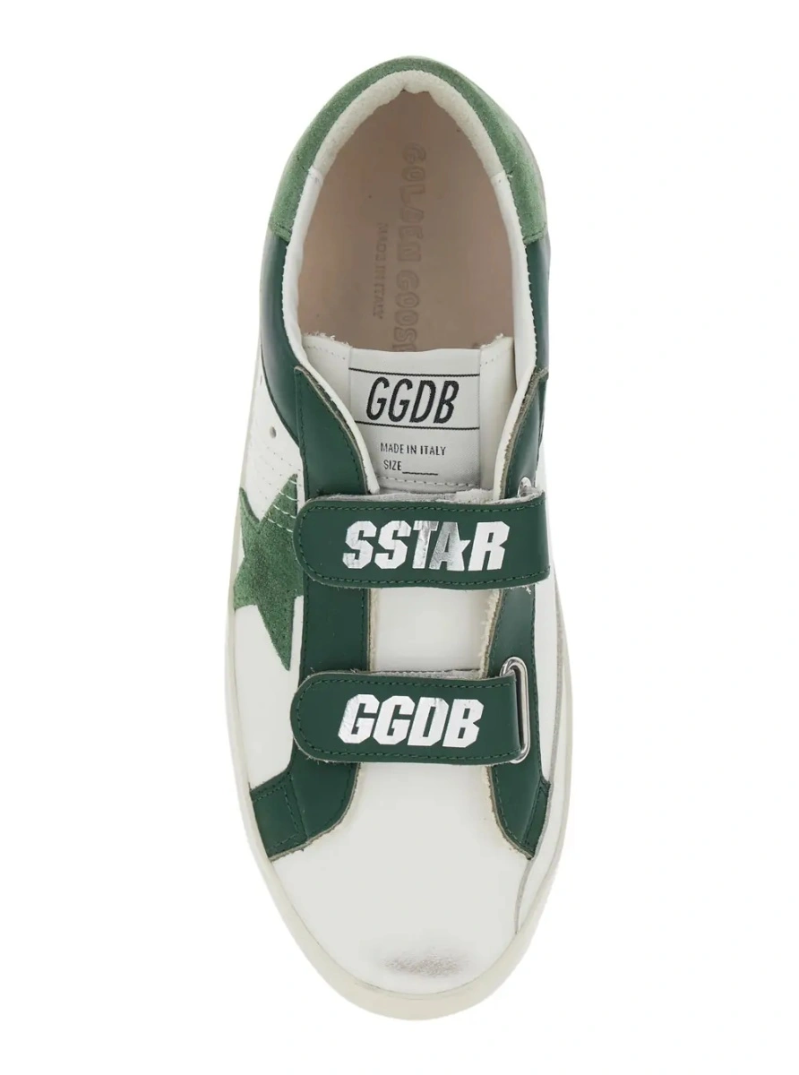 Sneakers GOLDEN GOOSE KIDS albi din piele 'Old School' - Img 4