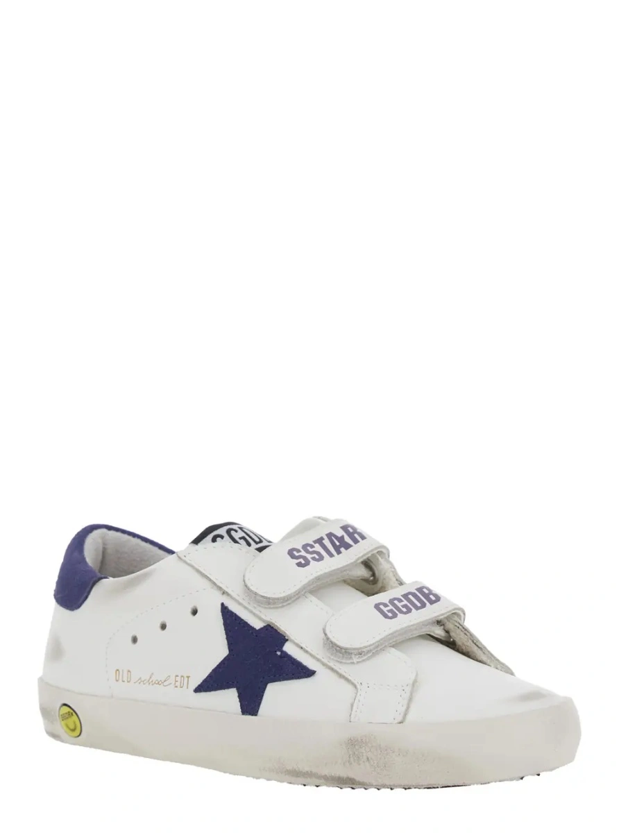 Sneakers GOLDEN GOOSE KIDS albi din piele 'Old School' - Img 2