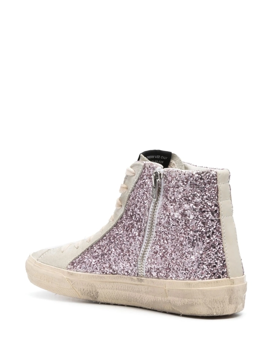 Sneakers Golden Goose slide roz din piele - Img 3