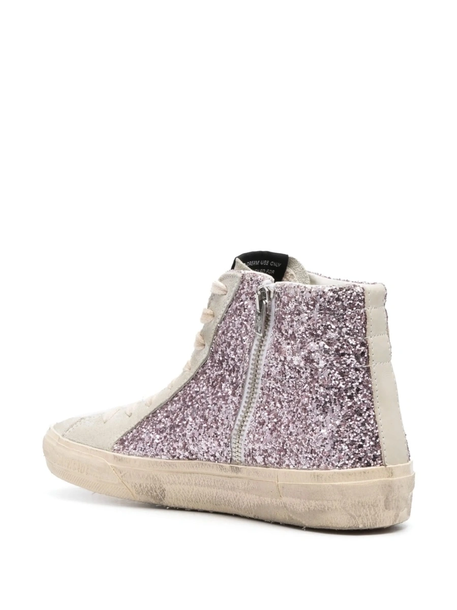 Sneakers Golden Goose slide roz din piele - Img 3