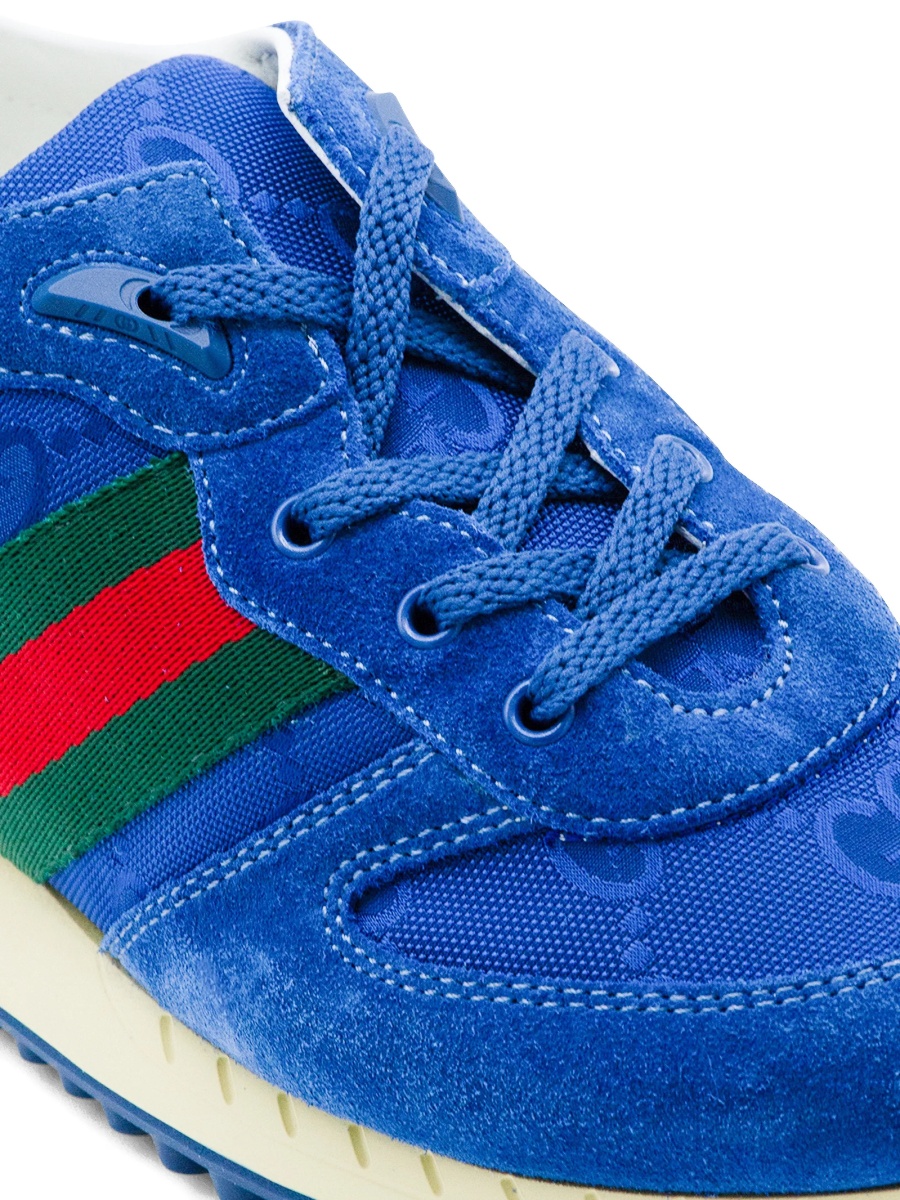 Sneakers Gucci albastri din piele intoarsa si nylon - Img 4