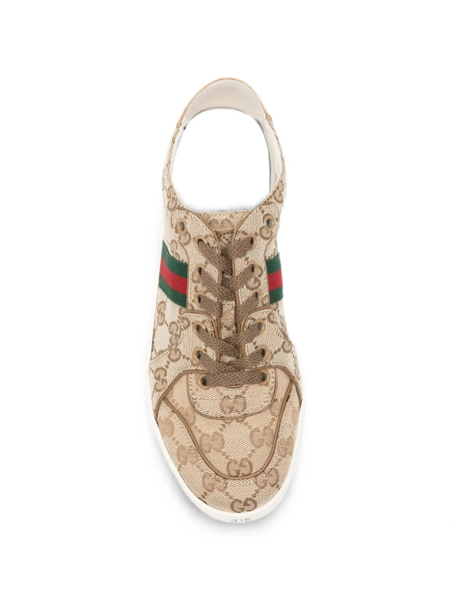 Sneakers Gucci bej din textil si piele - Img 7