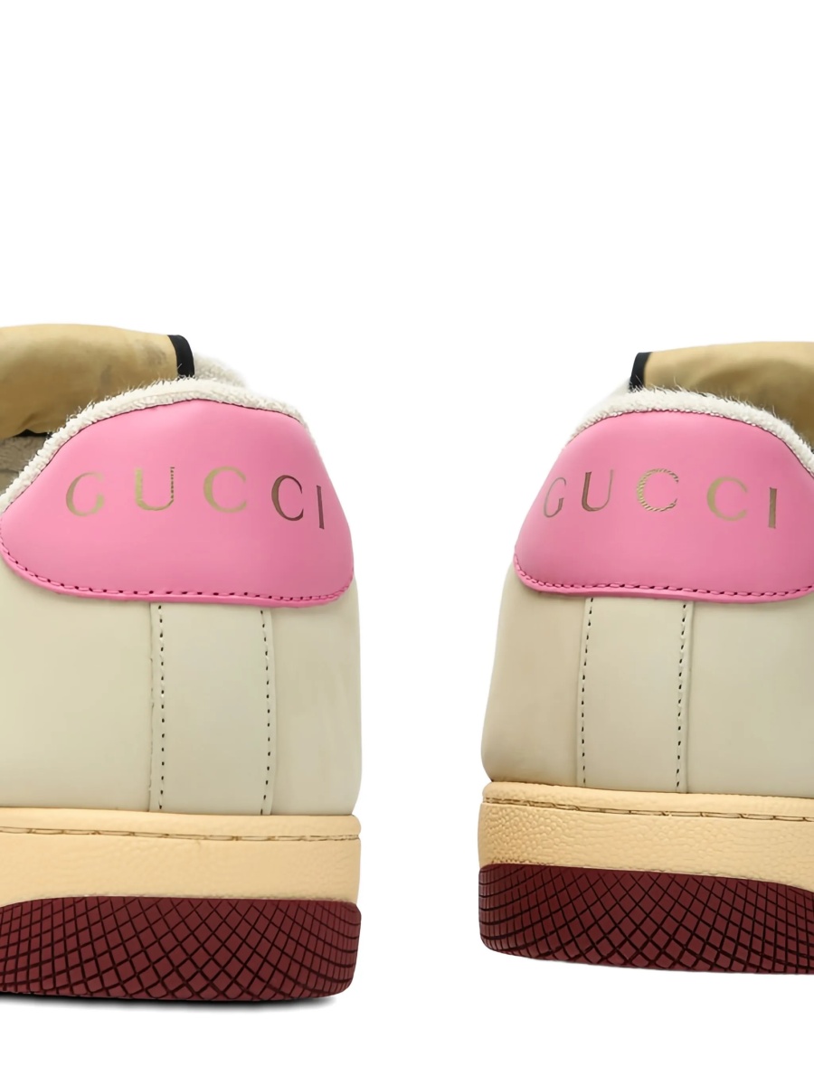 Sneakers Gucci neutri din piele si material textil - Img 4