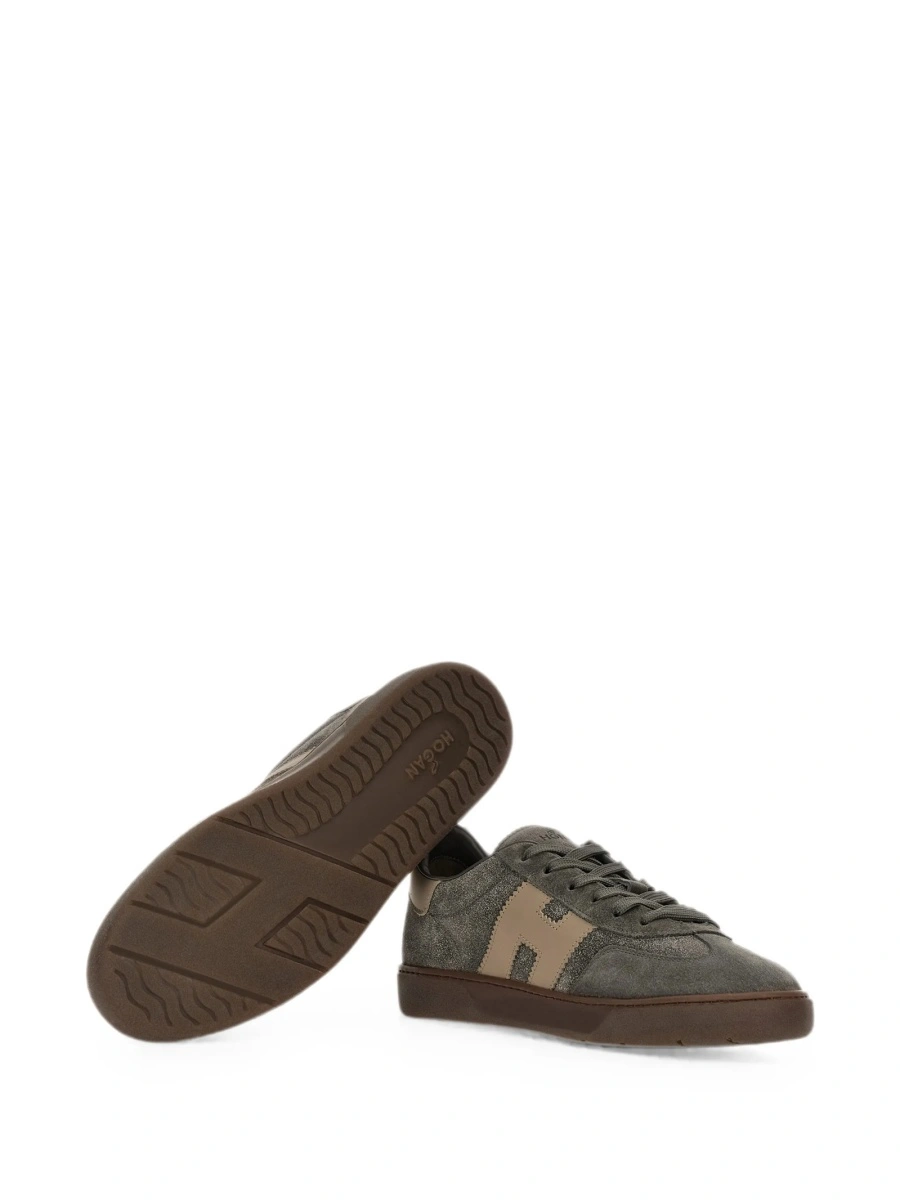 Sneakers Hogan gri din piele si piele intoarsa - Img 5