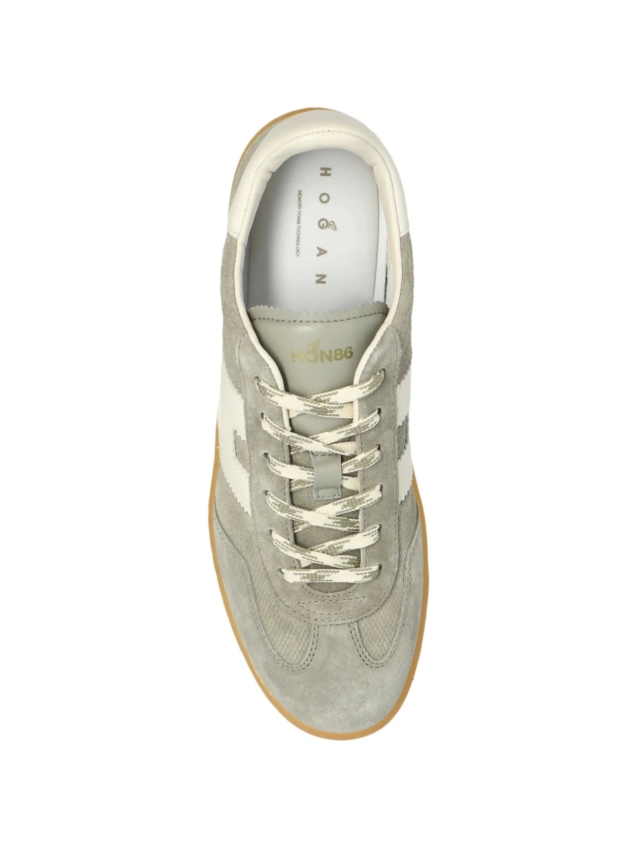 Sneakers Hogan gri din piele si piele intoarsa - Img 4