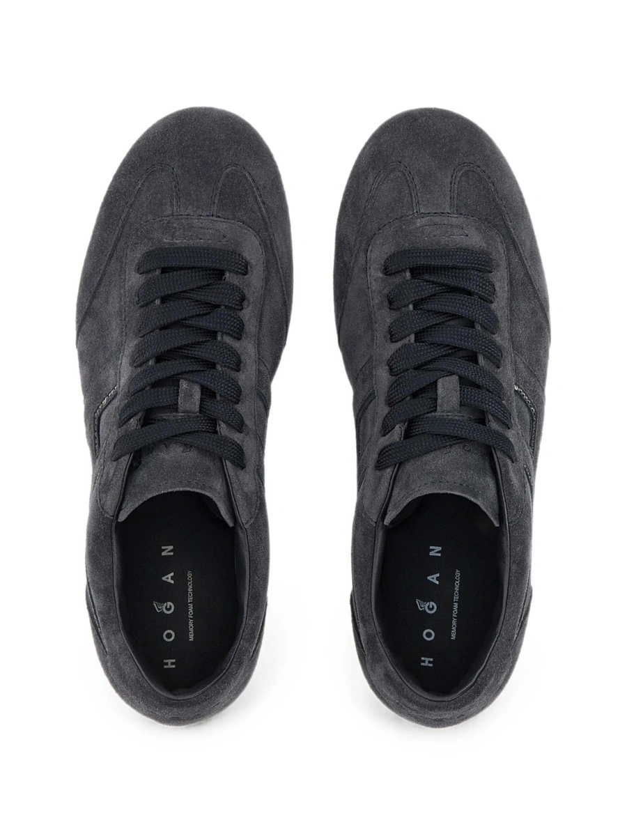 Sneakers Hogan gri din piele si piele intoarsa - Img 3