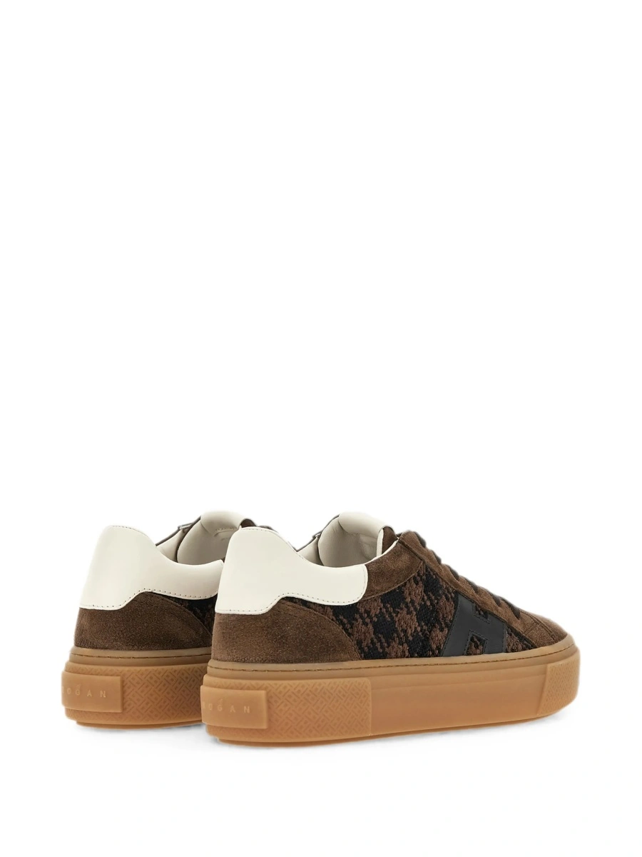 Sneakers Hogan maro din bumbac si piele intoarsa - Img 4