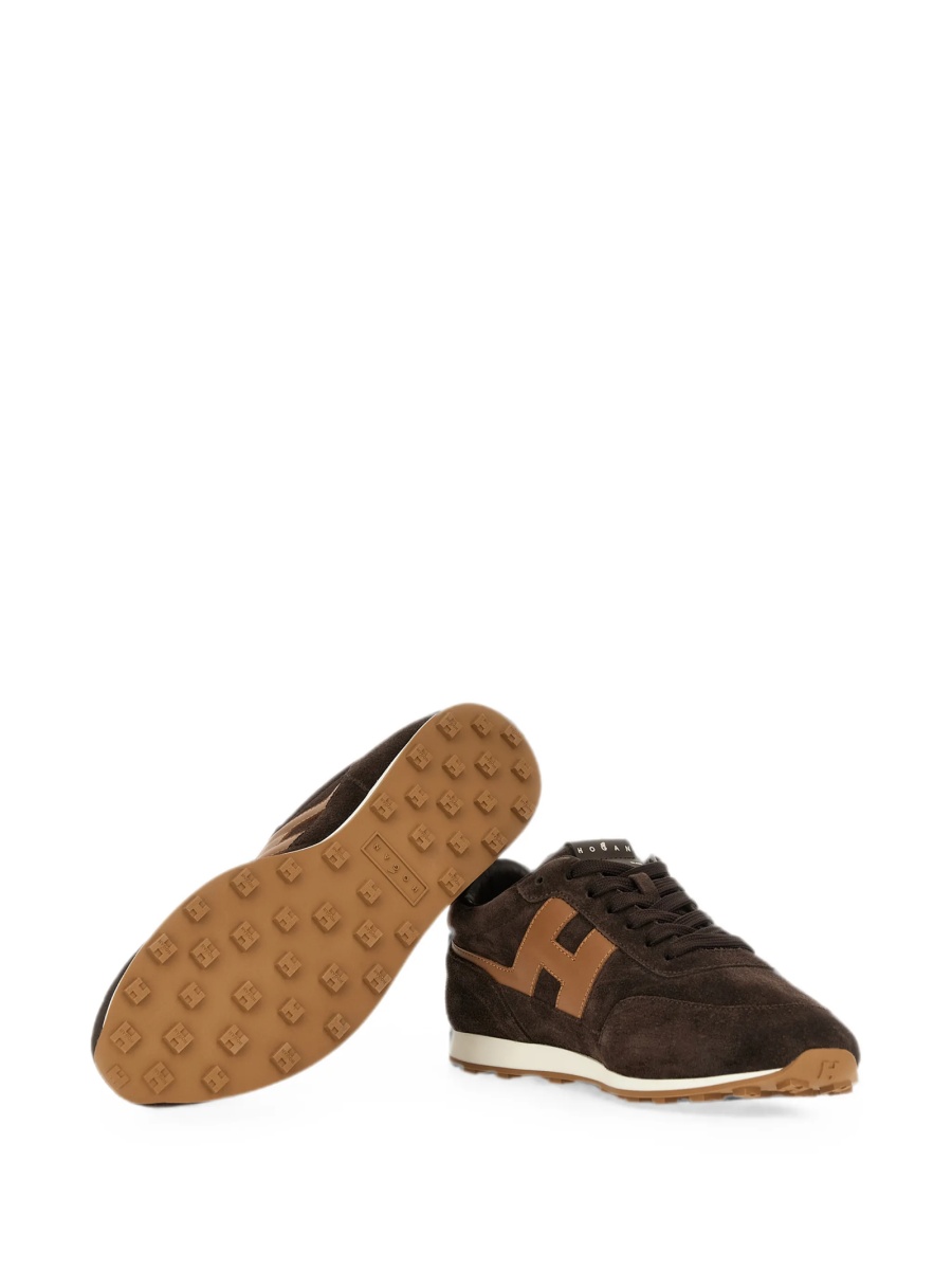 Sneakers Hogan maro din piele intoarsa si piele - Img 4