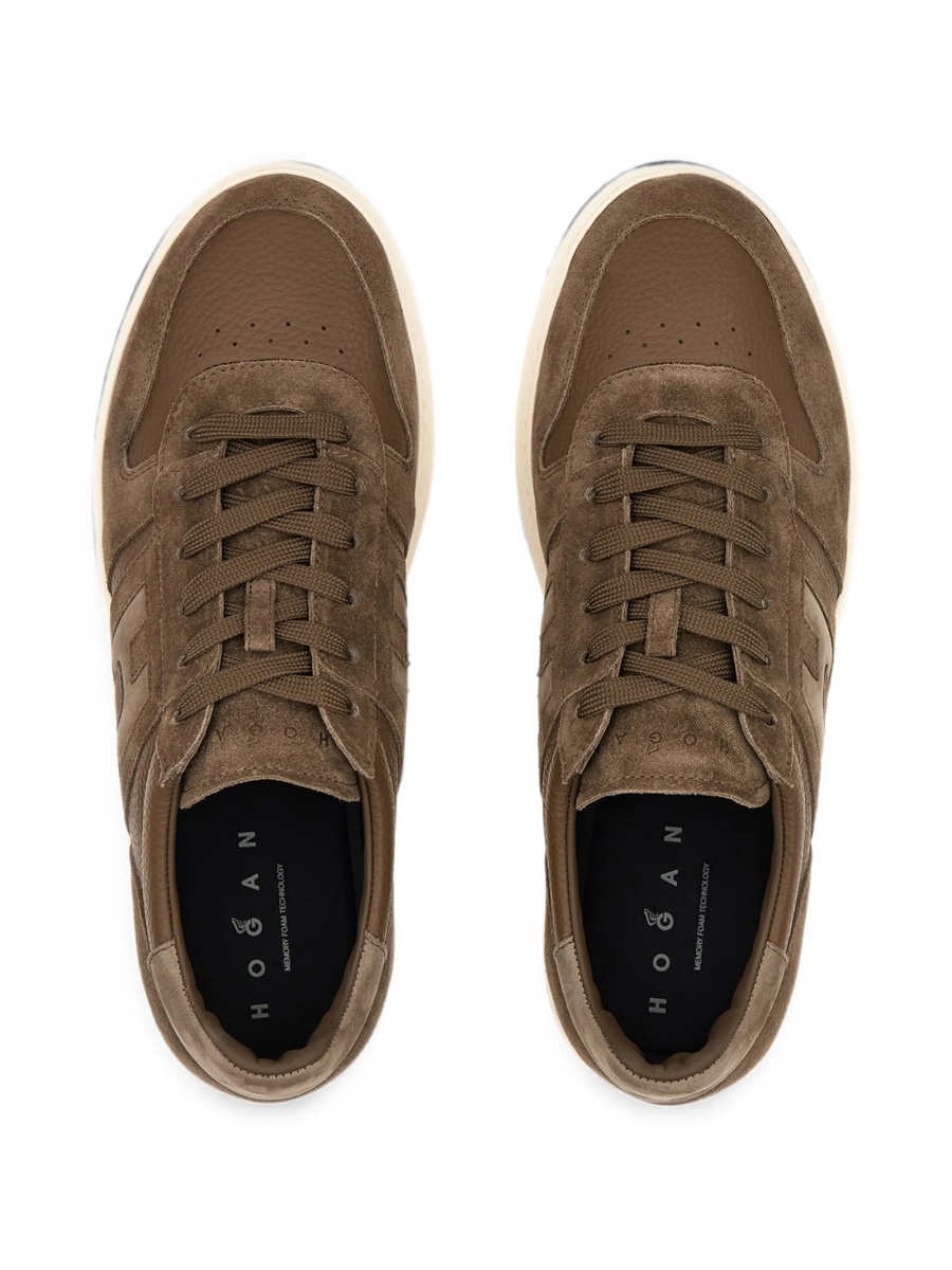 Sneakers Hogan maro din piele si piele intoarsa - Img 3