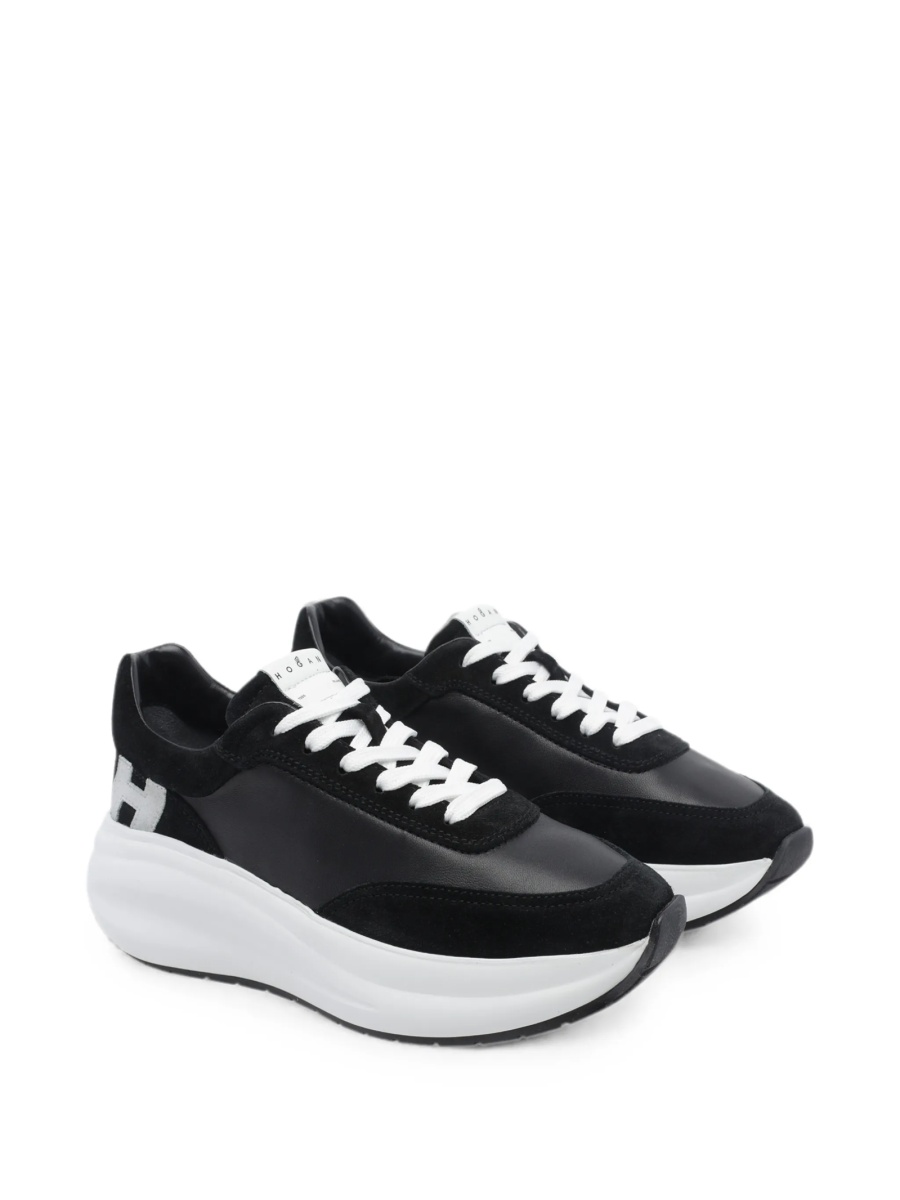 Sneakers Hogan negri din piele si piele intoarsa - Img 2