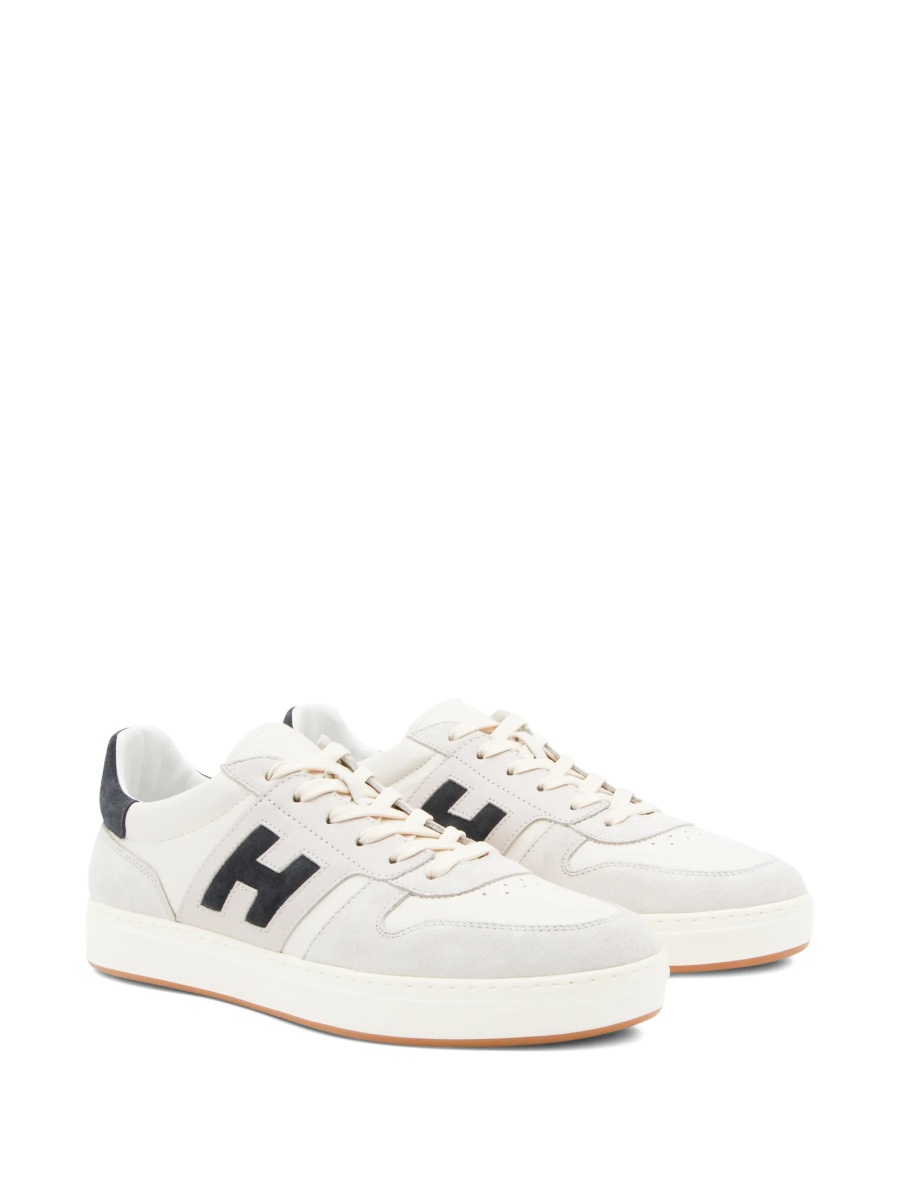 Sneakers Hogan neutri din piele intoarsa si piele - Img 2