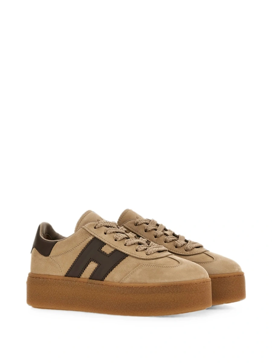 Sneakers Hogan neutri din piele intoarsa si piele - Img 2