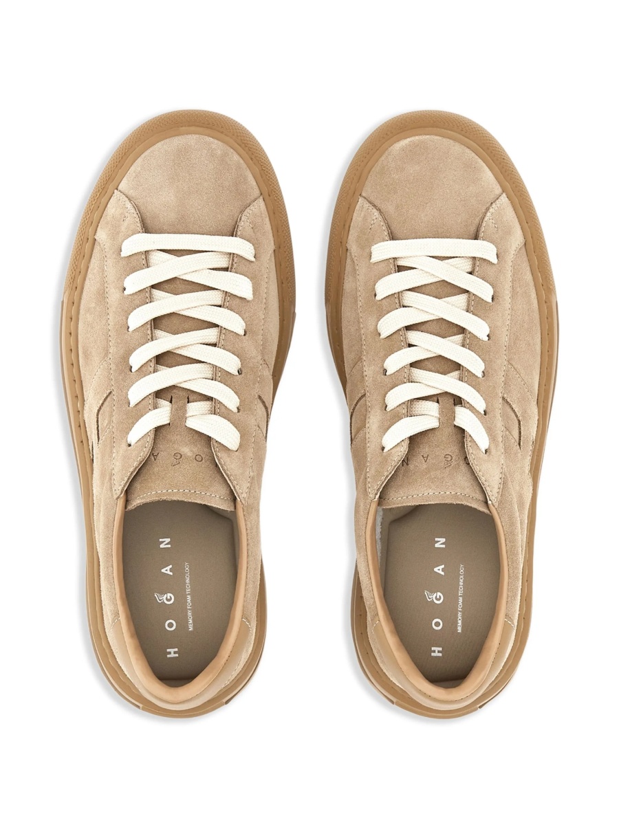 Sneakers Hogan neutri din piele intoarsa - Img 5