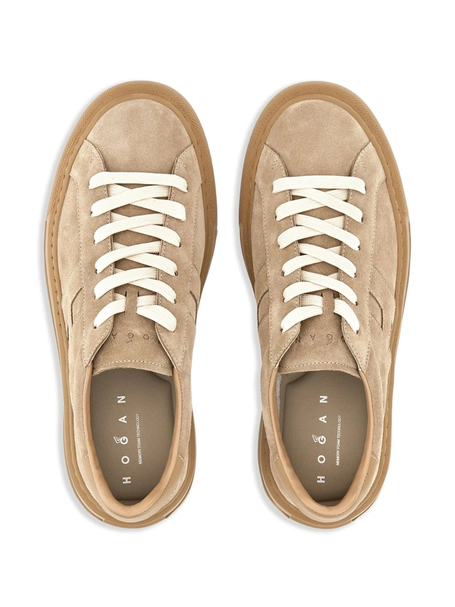 Sneakers Hogan neutri din piele intoarsa - Img 5