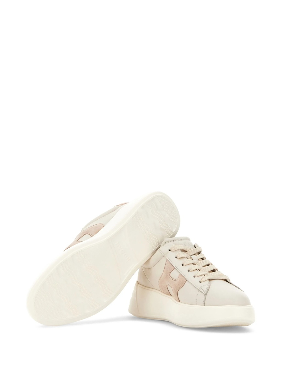 Sneakers Hogan neutri din piele si piele intoarsa - Img 5