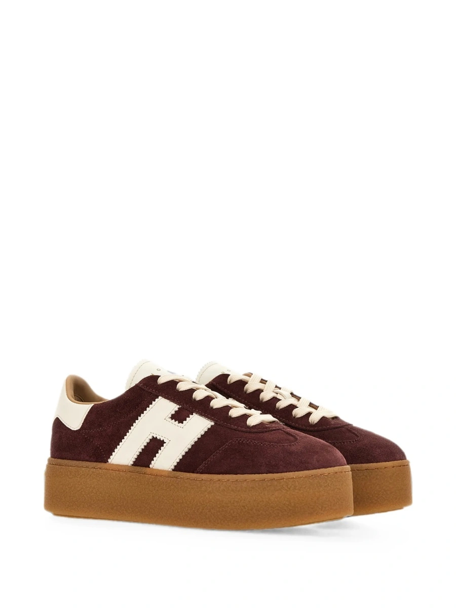 Sneakers Hogan rosii din piele intoarsa si piele - Img 2
