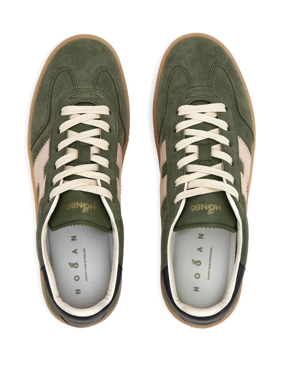 Sneakers Hogan verzi din piele si piele intoarsa - Img 4