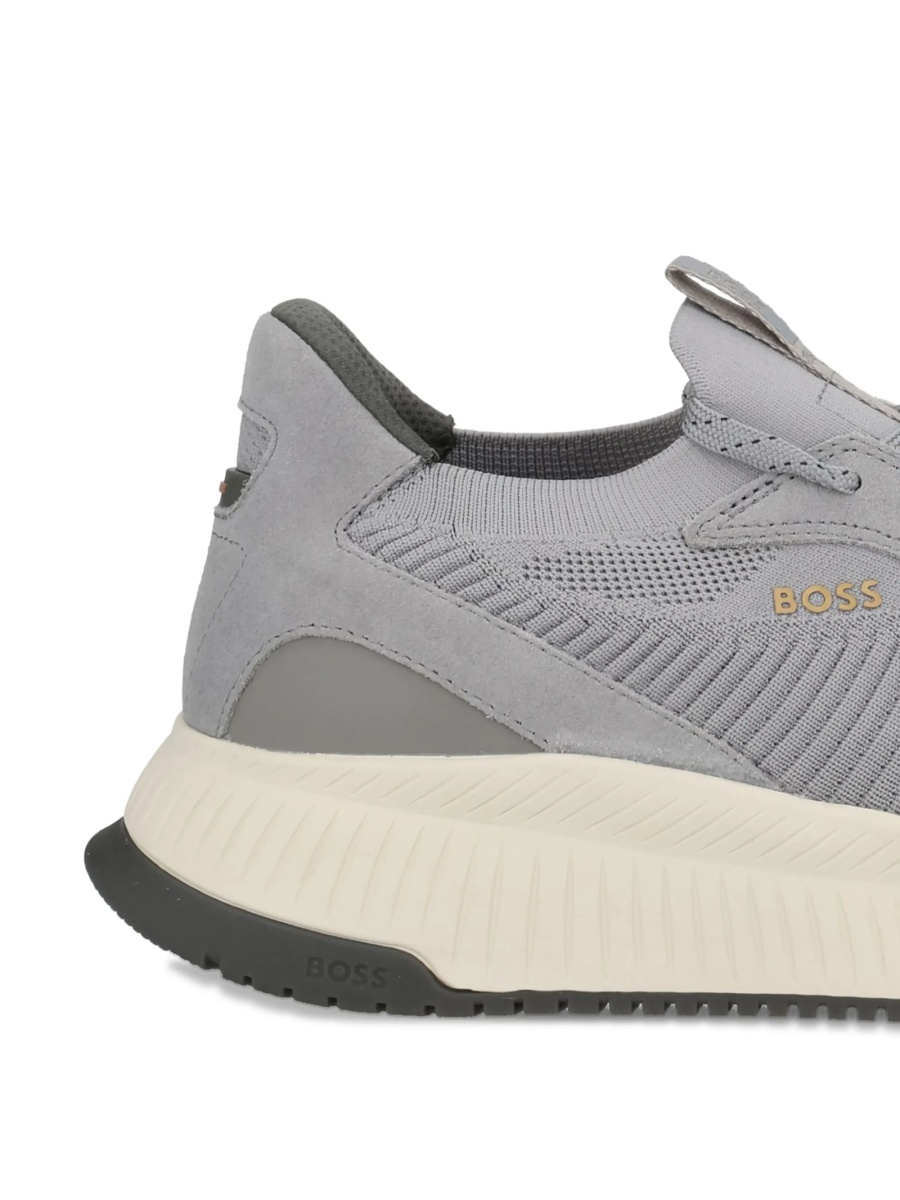 Sneakers Hugo Boss gri din polyester si piele intoarsa - Img 2