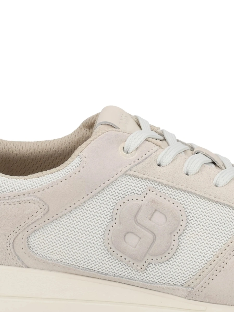 Sneakers Hugo Boss neutri din material textil si piele intoarsa - Img 2