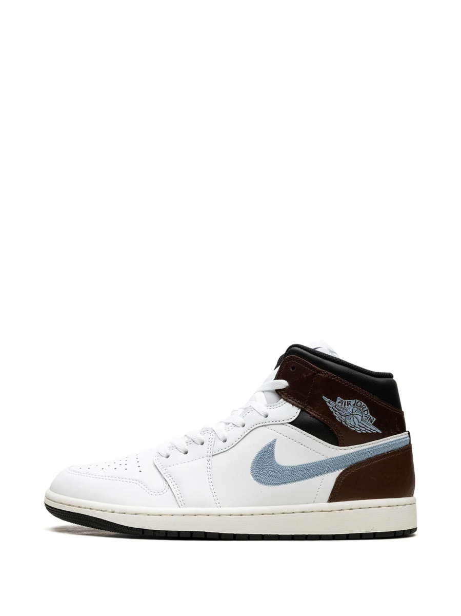 Sneakers Jordan air jordan 1 albi din piele si material textil - Img 5