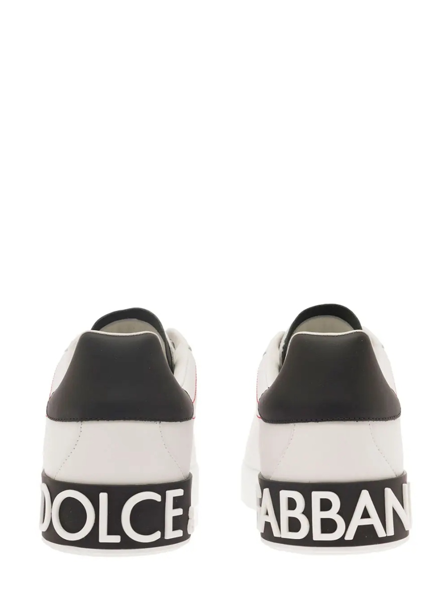 Sneakers Low Sneakers 'Portofino' with Applied Logo and Contrasting Stitching in Smooth White Leather for Men - Img 4