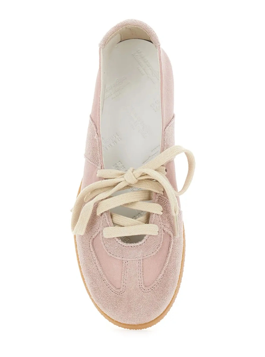 Sneakers Maison Margiela roz din piele si piele intoarsa - Img 4