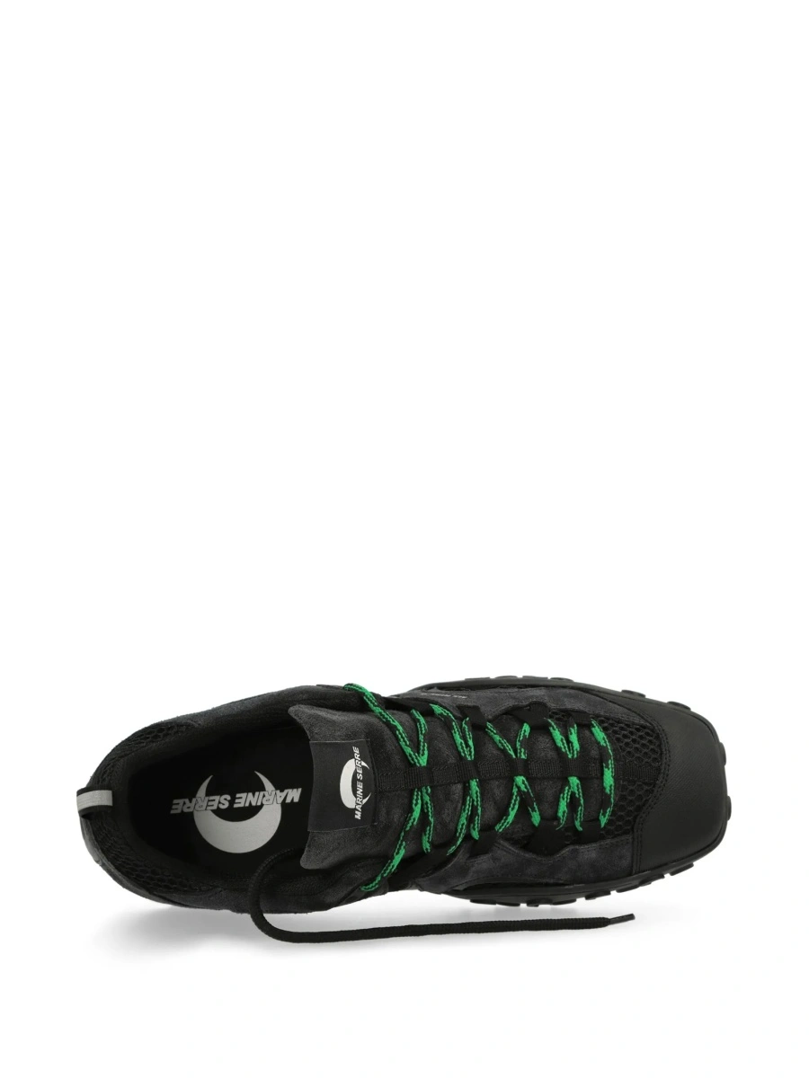Sneakers MARINE SERRE crescent moon negri din plasa si piele intoarsa - Img 5