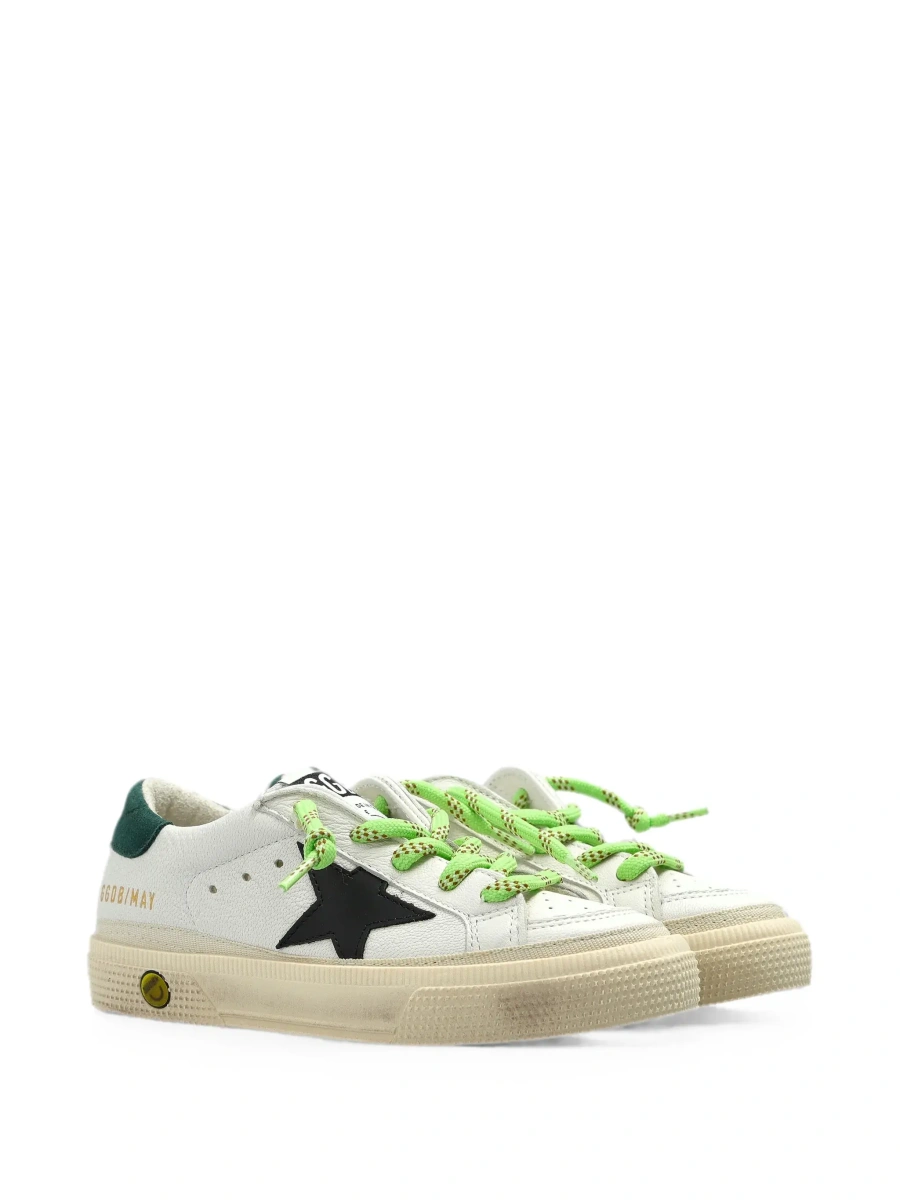 Sneakers 'May' White Low Top Sneaker with Star Patch on the Side and Logo Patch on the Tongue in Leather Boy - Img 8