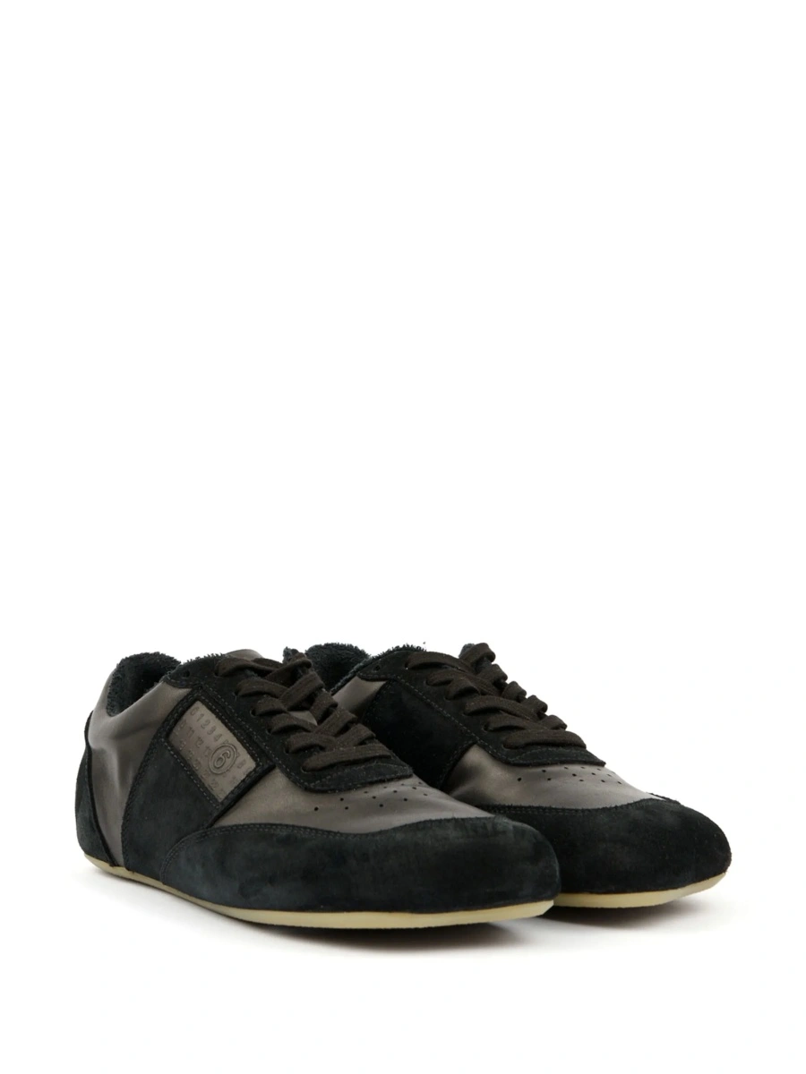 Sneakers MM6 Maison Margiela negri din piele si piele intoarsa - Img 2
