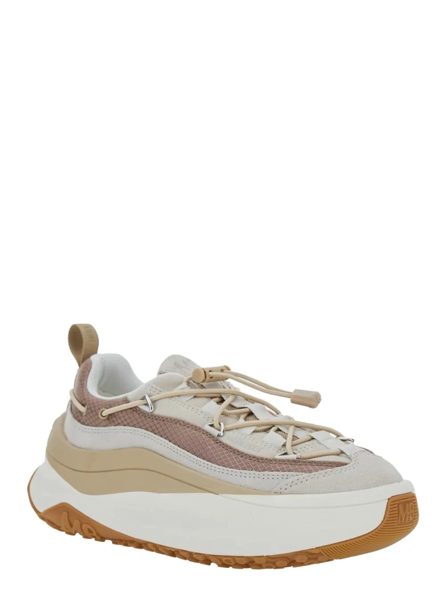 Sneakers Moon Boot bej din piele si material textil - Img 2