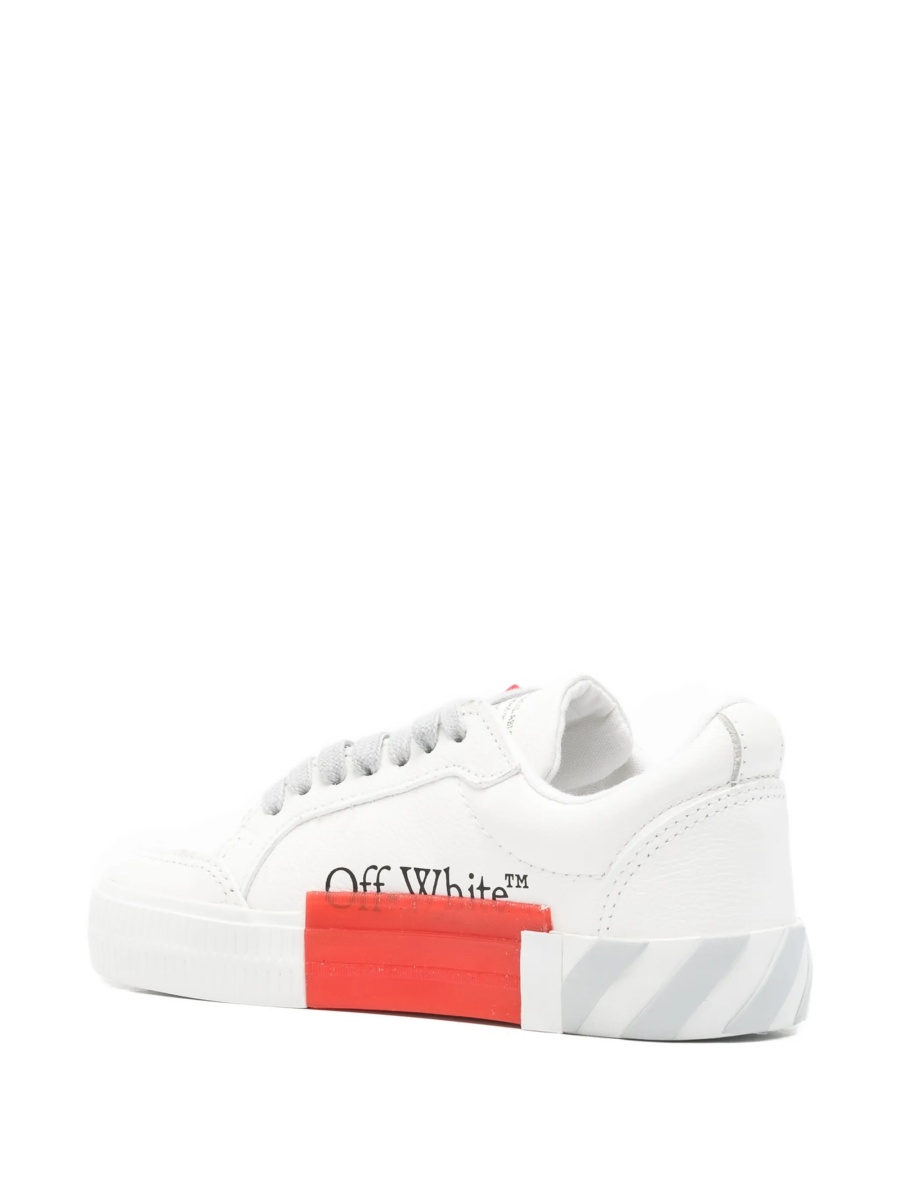 Sneakers Off-White albi din material textil si piele - Img 2