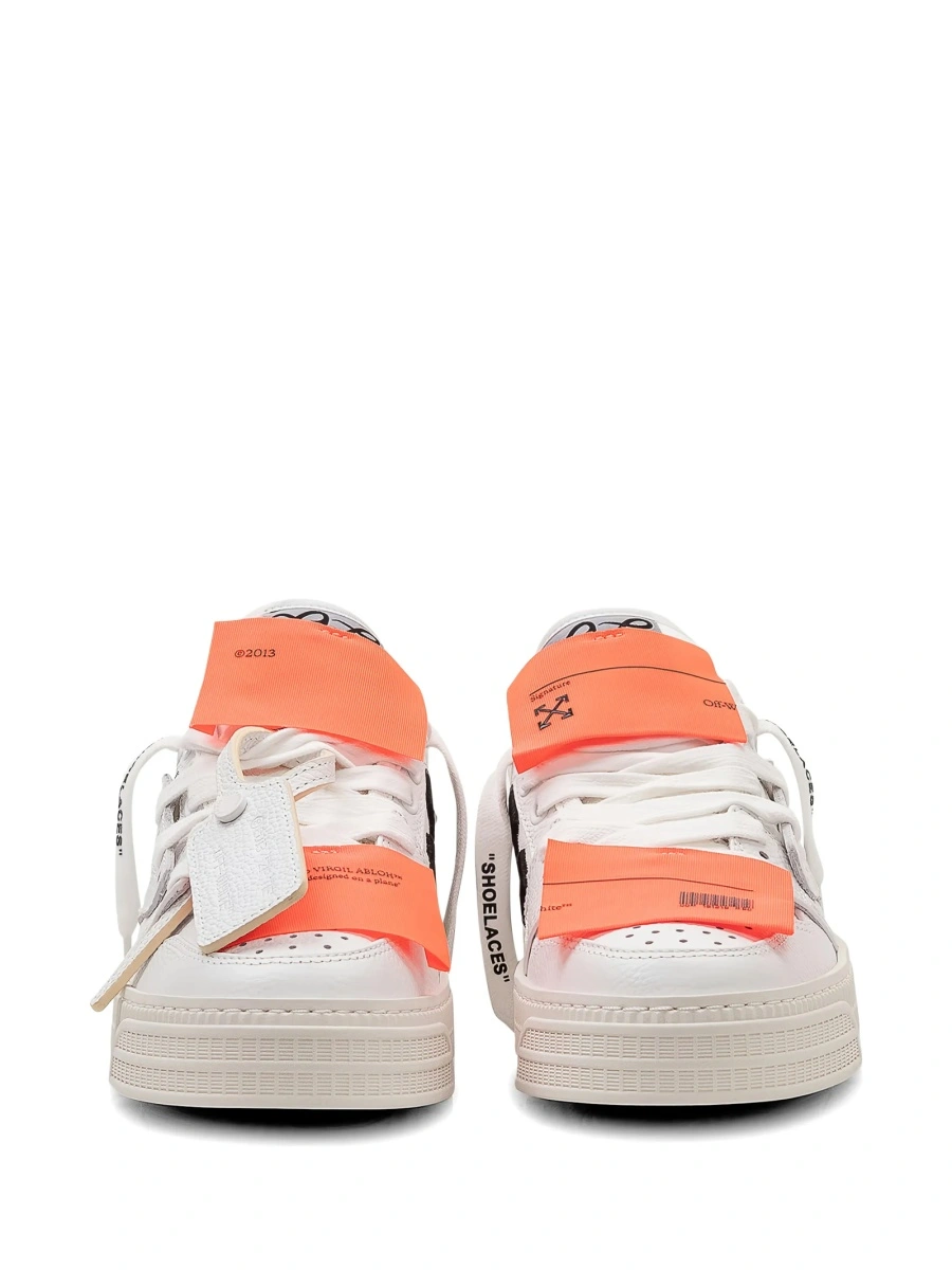 Sneakers Off-White albi din piele si bumbac - Img 2