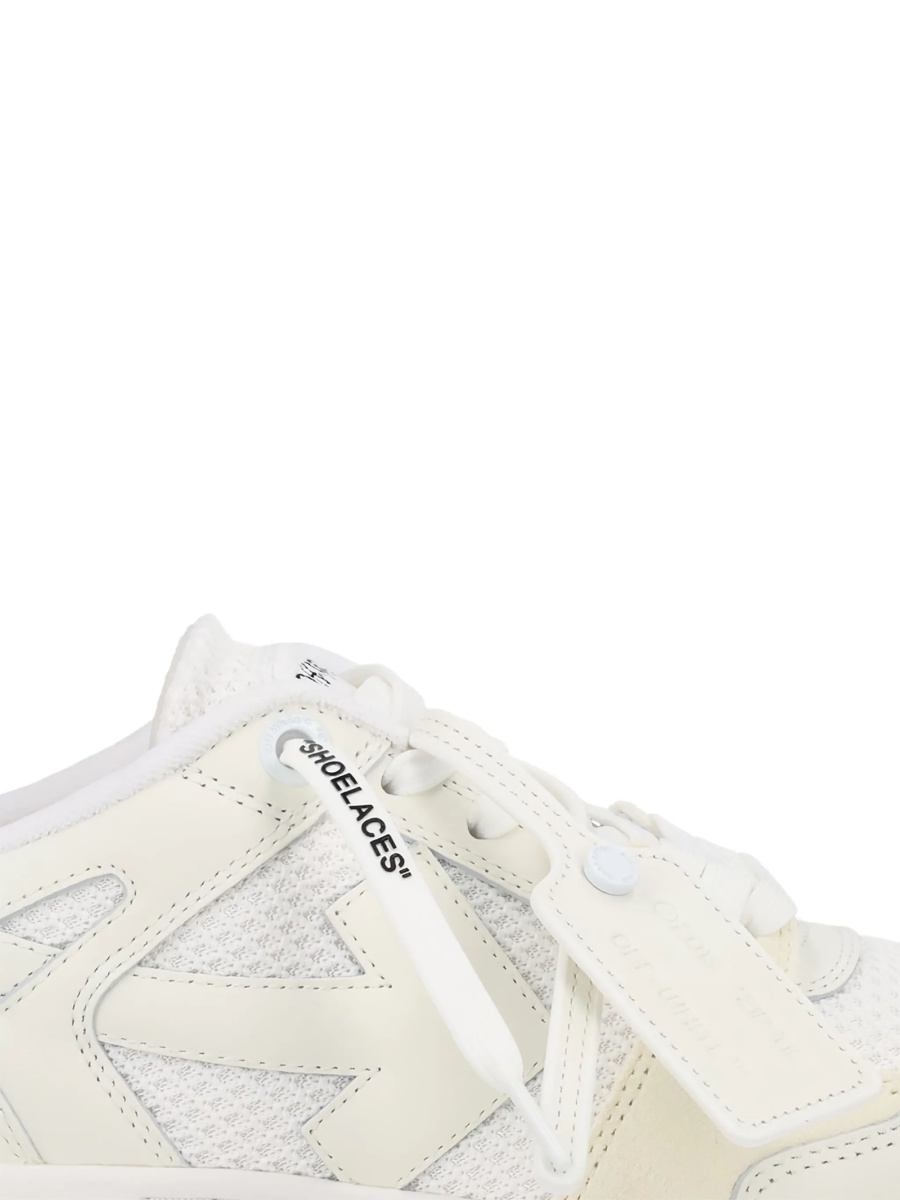 Sneakers Off-White Out of Office neutri din piele si plasa - Img 2