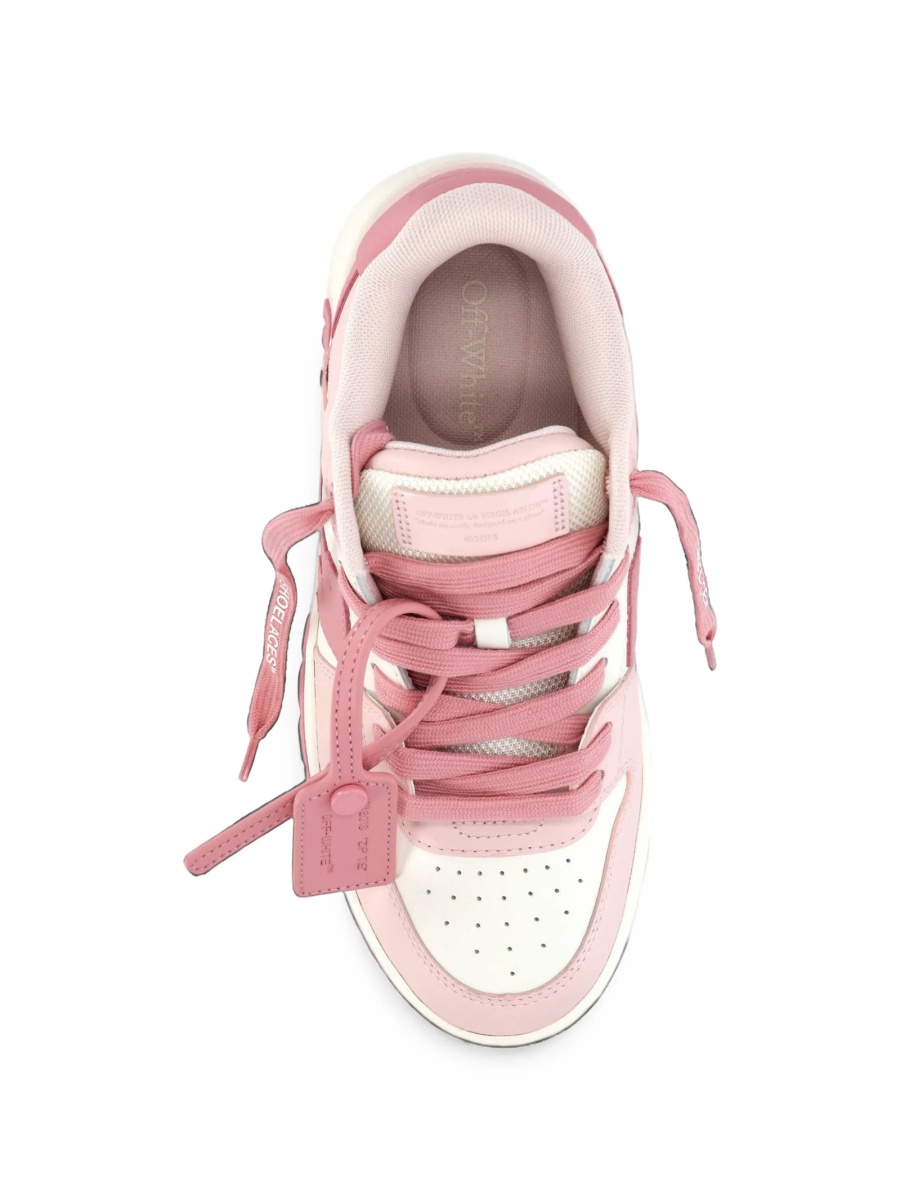 Sneakers Off-White roz din piele si material textil - Img 4