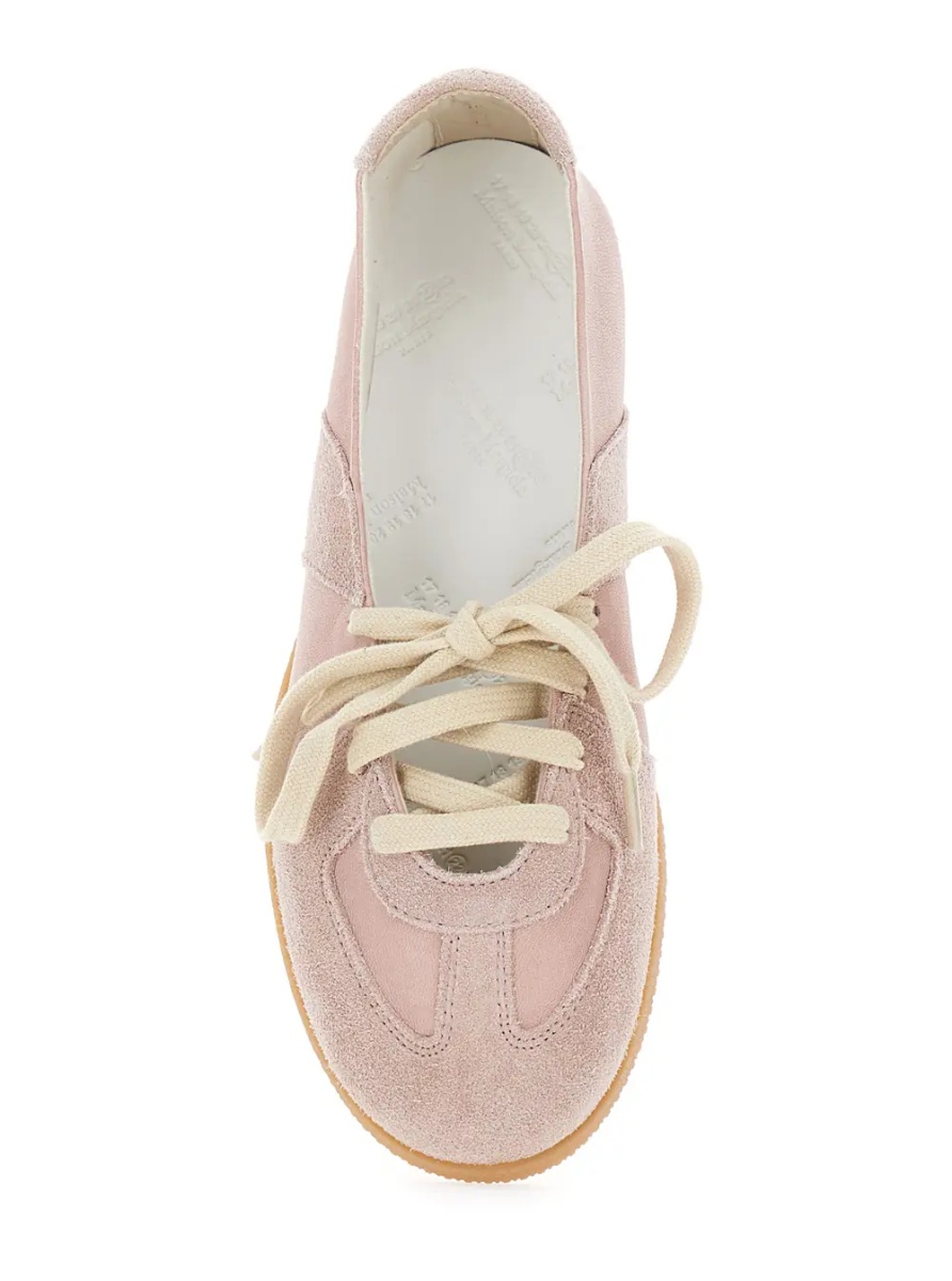 Sneakers Pink Low Top Sneakers with Laces on the Front in Leather and Suede for Women - Img 4