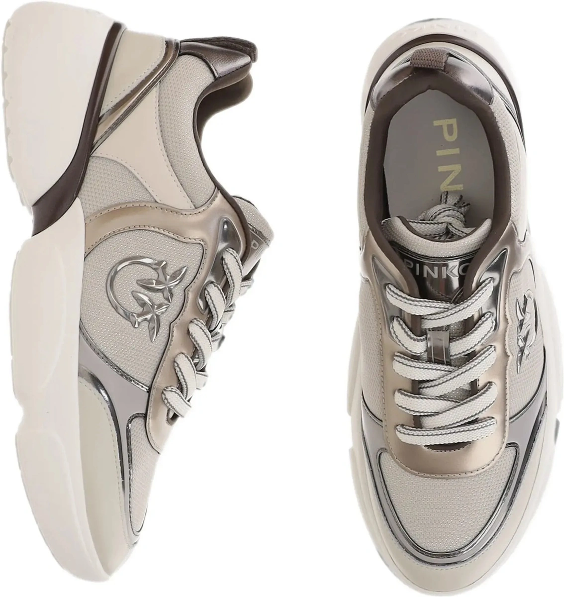 Sneakers Pinko albi din piele - Img 7