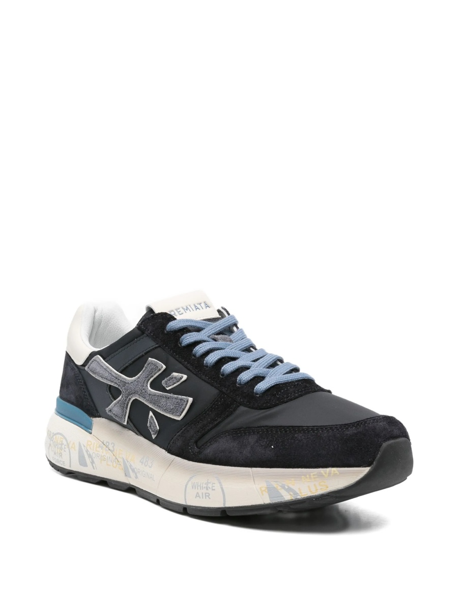 Sneakers Premiata albastri din material textil si piele intoarsa - Img 2