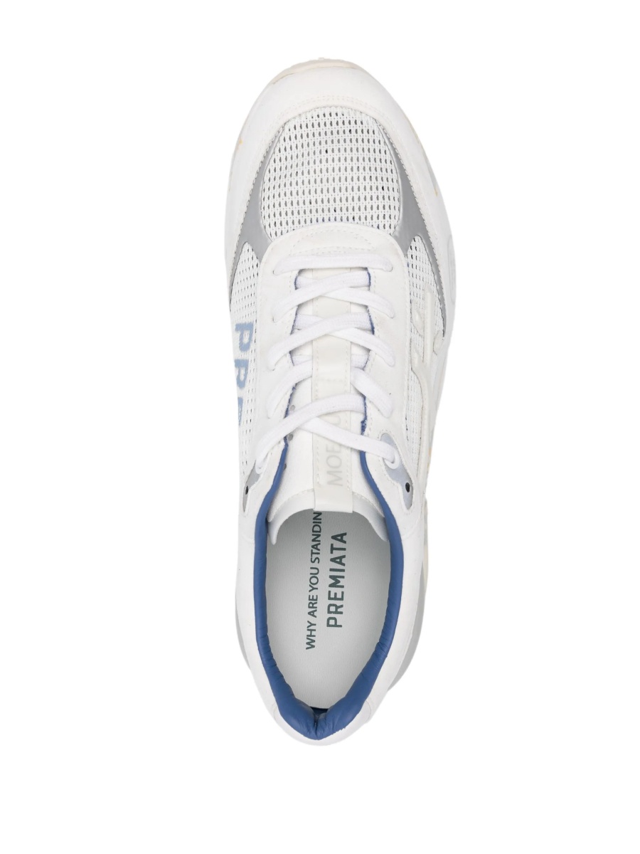 Sneakers Premiata albi din polyester si plasa - Img 4