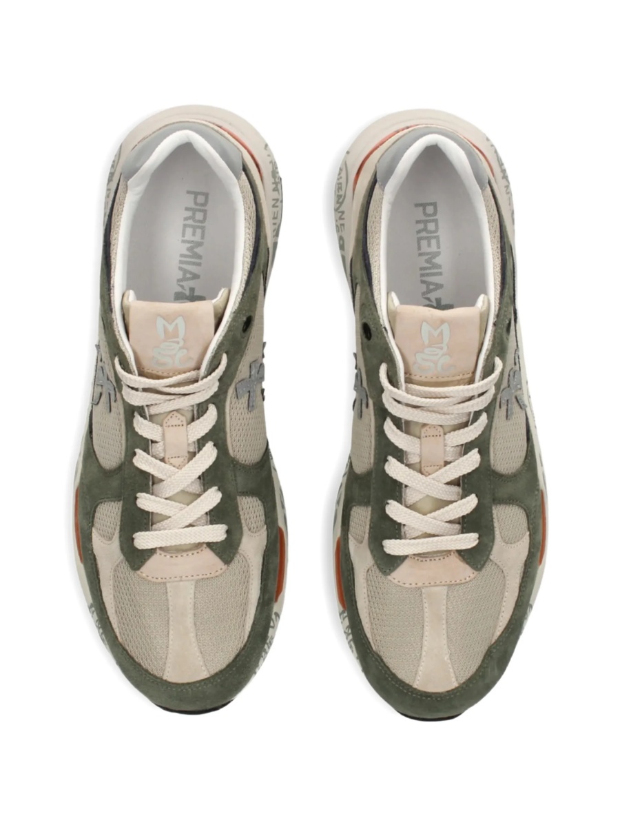 Sneakers Premiata neutri din piele intoarsa si plasa - Img 3