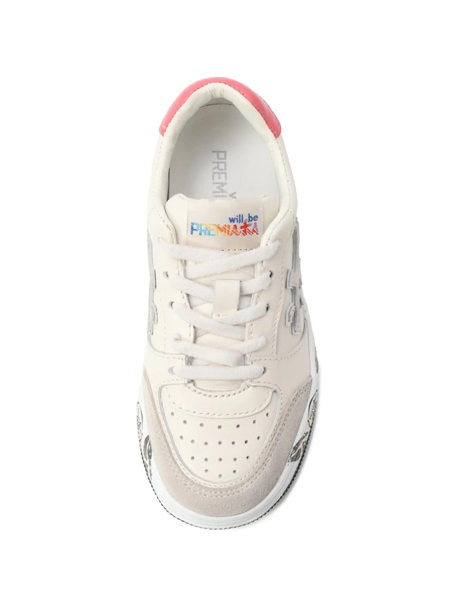 Sneakers Premiata neutri din piele si piele intoarsa - Img 3