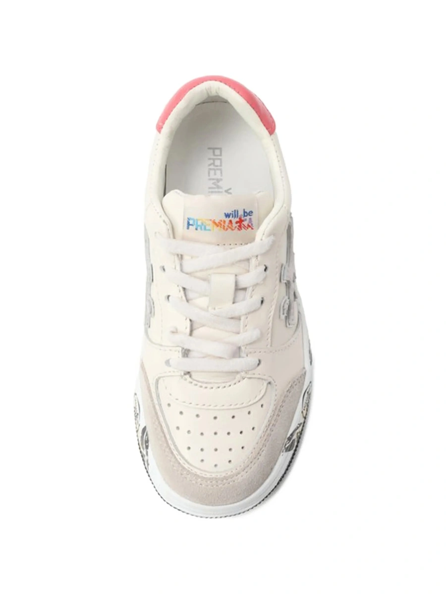 Sneakers Premiata neutri din piele si piele intoarsa - Img 3