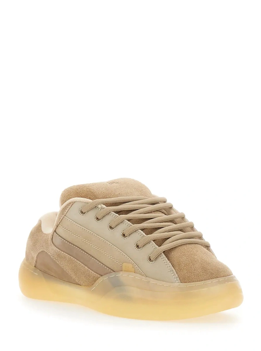 Sneakers 'Quad Vamp' Beige Sneakers with logo lettering in suede for men - Img 2