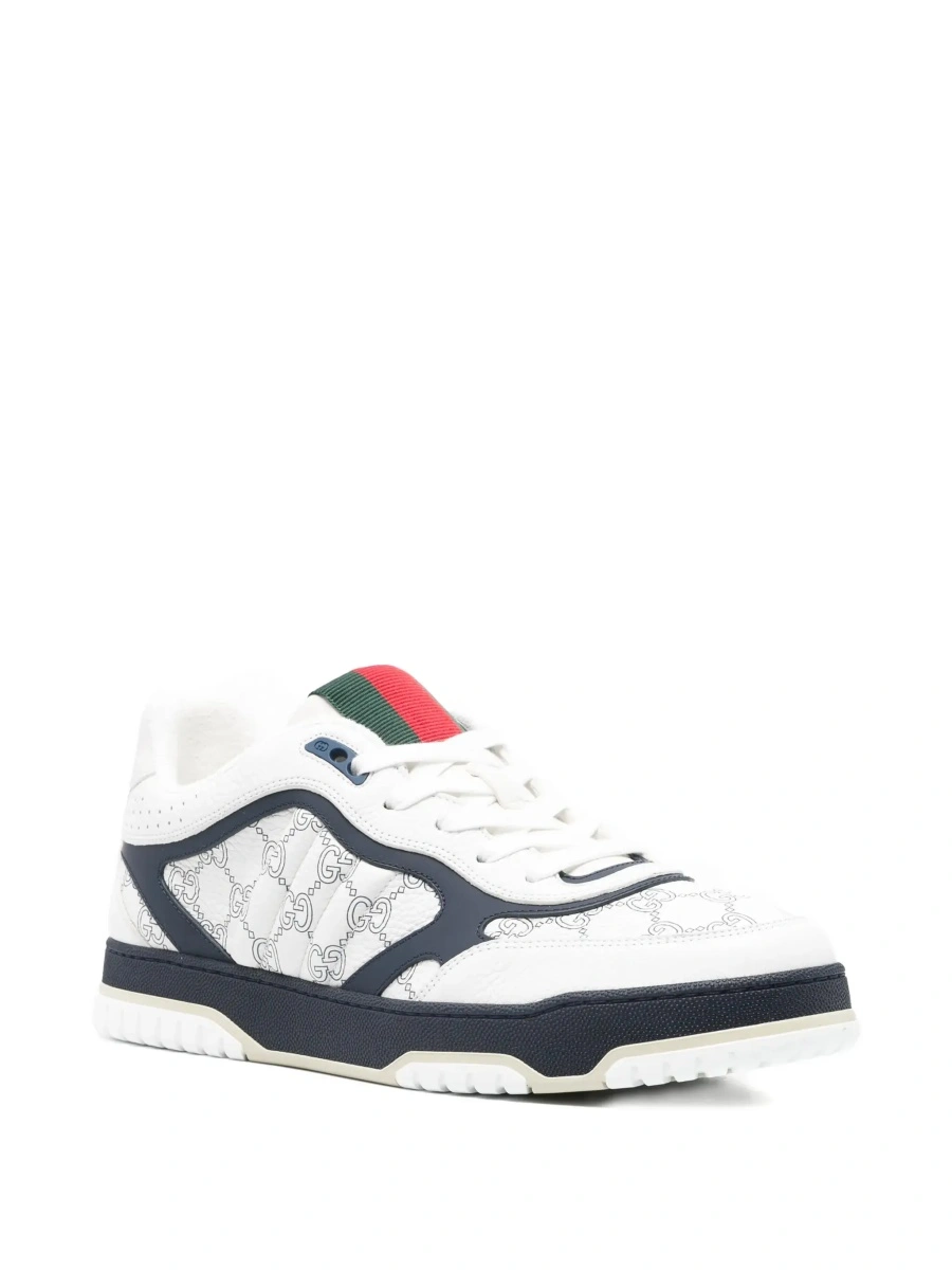 Sneakers 'Re-Web' White Sneaker Low Top with Web Tab and GG All-Over Motif in Leather Man - Img 5