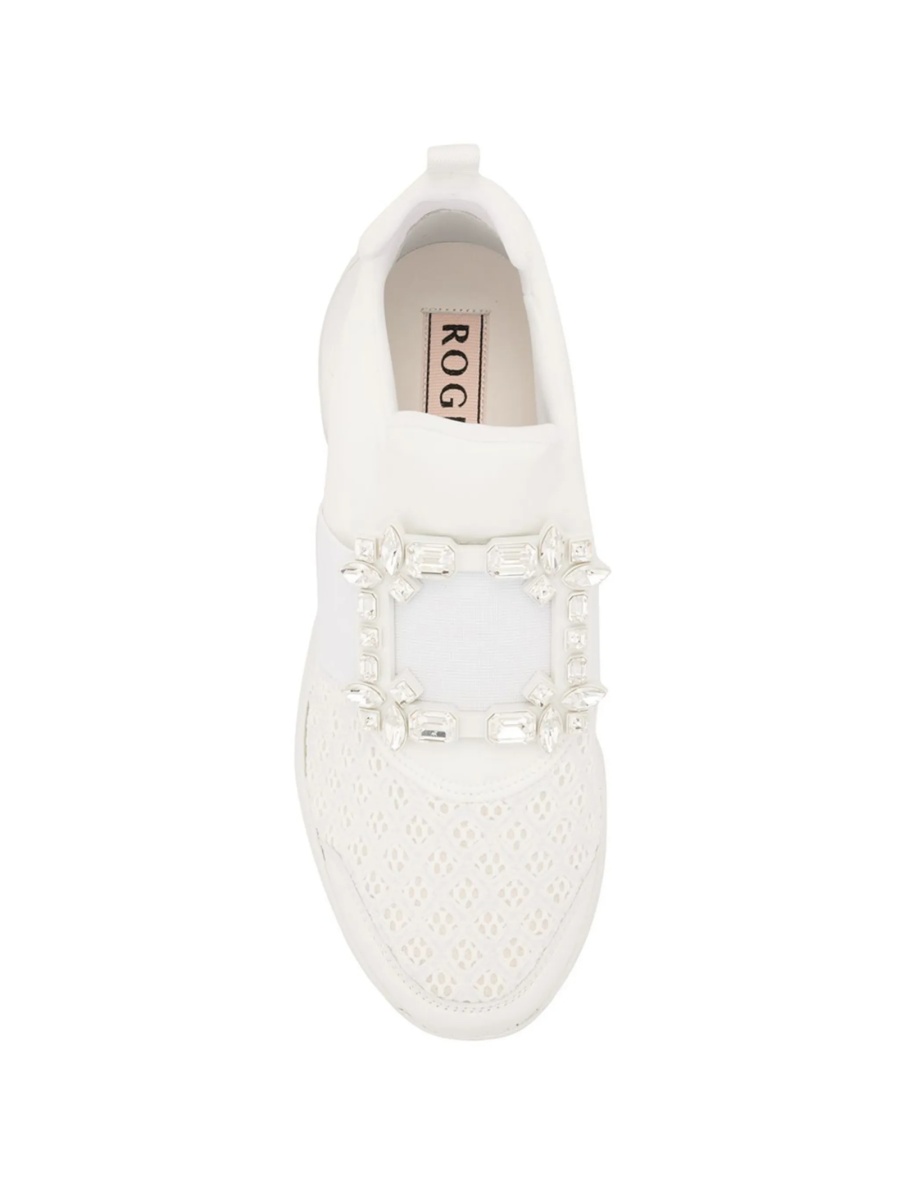 Sneakers Roger Vivier albi din piele si polyester - Img 4