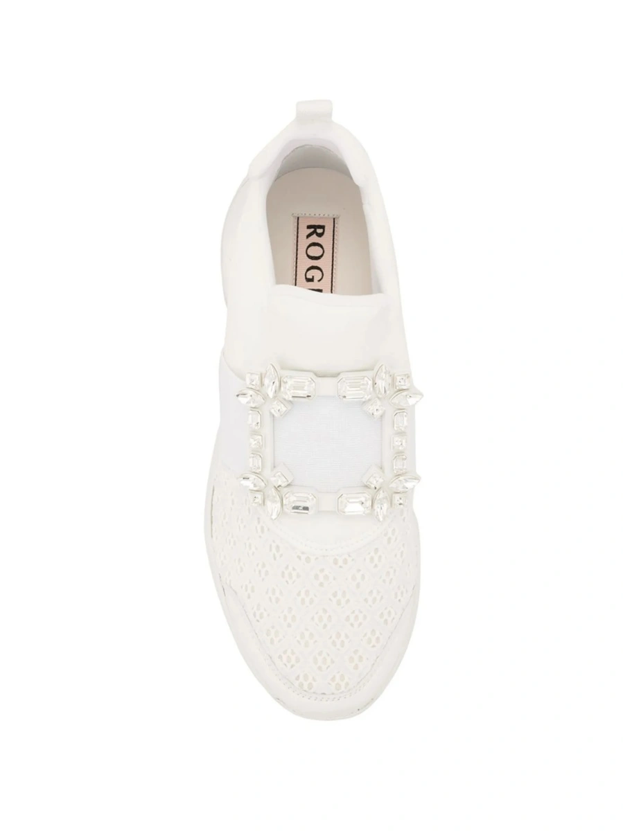 Sneakers Roger Vivier albi din piele si polyester - Img 4