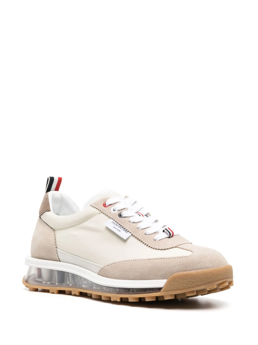 Sneakers Thom Browne tech runner neutri din material textil si piele intoarsa - Img 2
