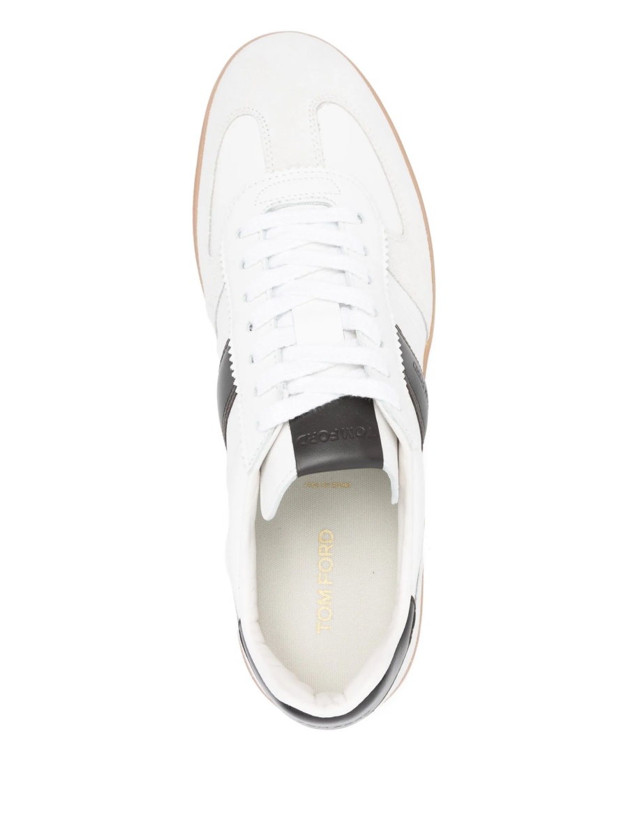 Sneakers Tom Ford albi din bos taurus si piele intoarsa - Img 4