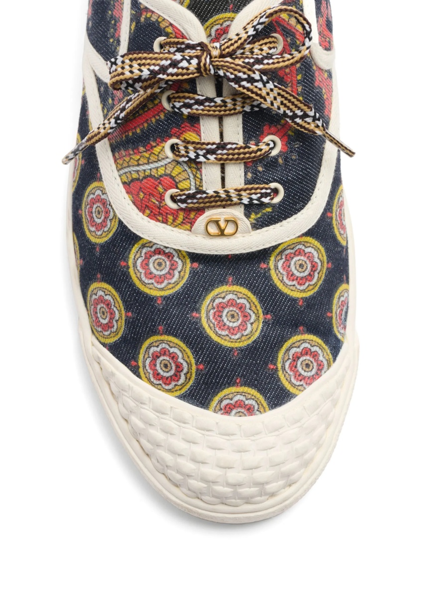 Sneakers Valentino Garavani albastri din bumbac si polyester - Img 5