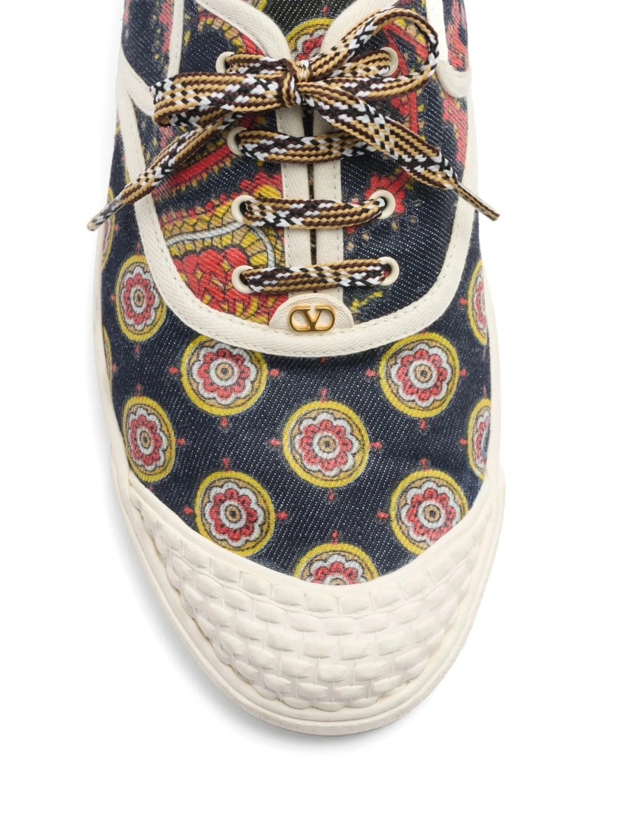 Sneakers Valentino Garavani albastri din bumbac si polyester - Img 5